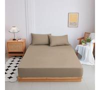 Highdi Fitted Sheets Deep Pocket 20cm, Sheet Bedding washable Sheets Linens Ultra Soft Easy Care Fade Resistant for Single Double King Size Bed (Khaki,150x200+20cm)