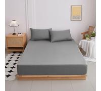 Highdi Fitted Sheets Deep Pocket 20cm, Sheet Bedding washable Sheets Linens Ultra Soft Easy Care Fade Resistant for Single Double King Size Bed (Gray,150x200+20cm)