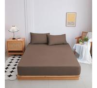 Highdi Fitted Sheets Deep Pocket 20cm, Sheet Bedding washable Sheets Linens Ultra Soft Easy Care Fade Resistant for Single Double King Size Bed (Dark brown,150x200+20cm)