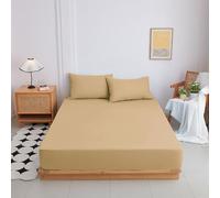 Highdi Fitted Sheets Deep Pocket 20cm, Sheet Bedding washable Sheets Linens Ultra Soft Easy Care Fade Resistant for Single Double King Size Bed (Camel,90x200+20cm)