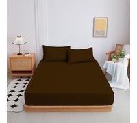 Highdi Fitted Sheets Deep Pocket 20cm, Sheet Bedding washable Sheets Linens Ultra Soft Easy Care Fade Resistant for Single Double King Size Bed (Coffee,90x200+20cm)