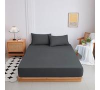 Highdi Fitted Sheets Deep Pocket 20cm, Sheet Bedding washable Sheets Linens Ultra Soft Easy Care Fade Resistant for Single Double King Size Bed (Dark gray,90x200+20cm)