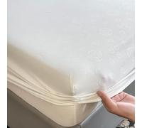Highdi Fitted Sheets Deep Pocket 28cm, Coolness Rose Embossed Sheet Bedding Sheets Linens Ultra Soft Easy Care Fade Resistant for Single Double Queen King Size (Cream White,Queen/King 150x200cm)