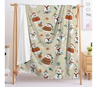 Highdi Fleece Throw Blanket Christmas Printed Double Layer Plush Blanket Bedding for Sofa Bed Couch, Soft Microfiber Winter Warm Single Double King Blankets (Snowman,90x120cm)