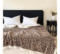 Highdi Fleece Throw Blanket, Leopard Prints Soft Double Layer Plush Blanket Bedding for Sofa Bed Couch, Microfiber Winter Warm Single Double King Quilt (Camel,150x200cm)