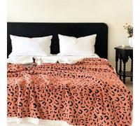 Highdi Fleece Throw Blanket, Leopard Prints Soft Double Layer Plush Blanket Bedding for Sofa Bed Couch, Microfiber Winter Warm Single Double King Quilt (Orange,100x150cm)