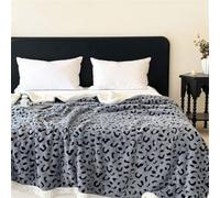 Highdi Fleece Throw Blanket, Leopard Prints Soft Double Layer Plush Blanket Bedding for Sofa Bed Couch, Microfiber Winter Warm Single Double King Quilt (Gray,100x150cm)