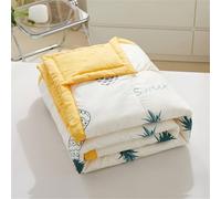 Highdi Floral Pattern Reversible Bed Throws Quilted Bedspreads, Lightweight Patchwork Quilt Comforter Single Double, Cotton Throw Summer Quilt, Quilted Blanket for All Seasons (Pineapple,150x200cm)