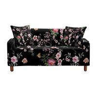 Highdi Flower Sofa Cover 1/2/3/4 Seater, Sofa Slipcover Stretch Washable Furniture Protector Printed Non Slip Sofa Covers for Loveseat Couch Sofa (3 Seater,Pink flower)
