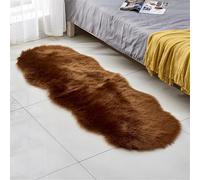 Highdi Fluffy Rugs Living Room, Irregular Shape Soft Shaggy Rug, Non-Slip Faux Fur Carpet, Long Plush Carpet Washable for Bedroom Kids Living Room Home Decor (Coffee,60x180cm)