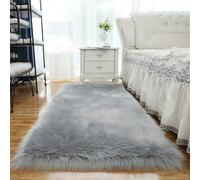 Highdi Fluffy Rugs Living Room, Square Soft Shaggy Rug, Pure Color Non-Slip Faux Fur Carpet, Long Plush Carpet Washable for Bedroom Kids Living Room Home Bay Window Decor (Anthracite,60x60cm)