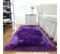 Highdi Fluffy Rugs Living Room, Square Soft Shaggy Rug, Pure Color Non-Slip Faux Fur Carpet, Long Plush Carpet Washable for Bedroom Kids Living Room Home Bay Window Decor (Purple,40x40cm)