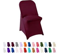 Highdi Folding Chair Covers Spandex Stretch, Outdoor Folding Chair Covers Wedding Universal Fitted Chair Slipcovers for Party, Holidays, Banquet, Celebration (84x50x39cm,Dark Red)