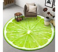 Highdi Fruit Round Area Rugs Living Room, Soft Fluffy Carpet Mat for Bedroom Circle Area Rug Non Slip Washable Floor Rug Bedside Rug for Kitchen Floor Mat Home (100cm,Lime)