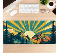 Highdi Gaming Mouse Pad PC Office 3D Pattern Keyboard Mat Extended Large Desk Mat Computer Mouse Mat, Mousepad Non-Slip Stitched Edge for Home Office Work (400 * 900 * 4MM,sunshine)