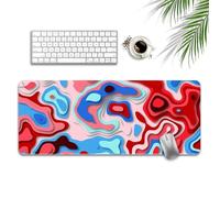 Highdi Gaming Mouse Pad PC Office Abstract Pattern Keyboard Mat Extended Large Desk Mat Computer Mouse Mat, Mousepad Non-Slip Stitched Edge for Home Office Work (300 * 700 * 3mm,red blue)