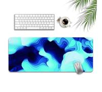 Highdi Gaming Mouse Pad PC Office Abstract Pattern Keyboard Mat Extended Large Desk Mat Computer Mouse Mat, Mousepad Non-Slip Stitched Edge for Home Office Work (300 * 700 * 3mm,blue cyan)
