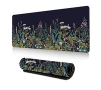 Highdi Gaming Mouse Pad PC Office Leaf Print Keyboard Mat Extended Large Desk Mat Computer Mouse Mat, Mousepad Non-Slip Stitched Edge for Home Office Work (300 * 700 * 3mm,flowers)