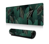 Highdi Gaming Mouse Pad PC Office Leaf Print Keyboard Mat Extended Large Desk Mat Computer Mouse Mat, Mousepad Non-Slip Stitched Edge for Home Office Work (400 * 900 * 3mm,linear leaves)