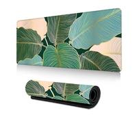 Highdi Gaming Mouse Pad PC Office Leaf Print Keyboard Mat Extended Large Desk Mat Computer Mouse Mat, Mousepad Non-Slip Stitched Edge for Home Office Work (300 * 600 * 3mm,Banana leaves)