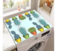 Highdi Green Plant Print Washer and Dryer Top Protector,Washer and Dryer Top Mat Absorbent Quick Dry Silicone Mat,Anti Slip Dust Proof Washing Machine Pad for Laundry Room (Cactus 2,50x60cm)