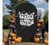 Highdi Halloween Theme Arch Backdrop Cover, Stretchy Spandex Arch Stand Backdrops Cover for Halloween Banquet Party Background Decoration (Trick or Treat 3,4FT)