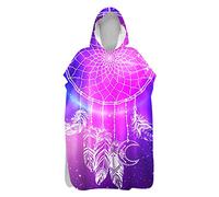 Highdi Hooded Towel Adult, Beach Towel Microfiber Light Weight Swim Surf Towelling Poncho Soft Dream Catcher 3D Quick Dry Beach Changing Robe for Kids Women Men (Purple pink,60x80cm)