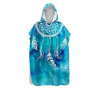Highdi Hooded Towel Adult, Beach Towel Microfiber Light Weight Swim Surf Towelling Poncho Soft Dream Catcher 3D Quick Dry Beach Changing Robe for Kids Women Men (Ocean blue,60x80cm)