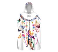 Highdi Hooded Towel for Adults, Dream Catcher Print Beach Poncho Towel Microfibre Light Weight Poncho Robes Soft Absorbent Quick Dry for Changing Beach Pool Swimming Surfing (Colorful,60x80cm)