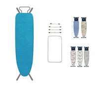 Highdi Ironing Board Cover 147x48CM, Simple Solid Color Replacement Ironing Cover for Steam Irons, Easy-Fit Ironing Board Cover with 4 x Clips 1x Protective Scorch Mesh Cloth (Sky blue,147x48cm)