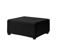 Highdi Jacquard Ottoman Cover Rectangle Plain Stretch Sofa Footstool Slipcover, Stool Protector Cover with Elastic Bottom, Dustproof Removable Washable Footrest Pouffe Covers (Black,M)
