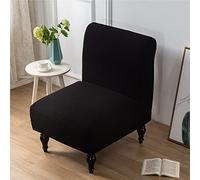 Highdi Jacquard Suede Armless Chair Slipcovers Accent Chair Covers, Stretch Removable Washable Slipper Chair Cover Furniture Protector for Dining Living Room Hotel Bedroom Luxury (Black)
