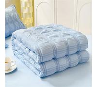 Highdi Japanese Solid Color Reversible Bed Throws Quilted Bedspreads, Patchwork Quilt Comforter Single Double, Throw Summer Quilt, Quilted Blanket for All Seasons (Blue,200x230cm)