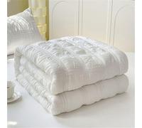 Highdi Japanese Solid Color Reversible Bed Throws Quilted Bedspreads, Patchwork Quilt Comforter Single Double, Throw Summer Quilt, Quilted Blanket for All Seasons (White,150x200cm)