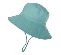 Highdi Kids Boys Girls Sun Hat Unisex Bucket Hat, Plain Fashion Hat with Adjustable Chin Strap, UPF 50 Sun Protection Foldable Summer Beach Sun Cap for Baby Toddler Children (XS(44-46cm),Green)