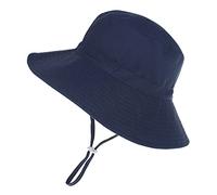 Highdi Kids Boys Girls Sun Hat Unisex Bucket Hat, Plain Fashion Hat with Adjustable Chin Strap, UPF 50 Sun Protection Foldable Summer Beach Sun Cap for Baby Toddler Children (XS(44-46cm),Navy)