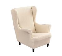 Highdi Kids Jacquard Wingback Chair Covers Stretch Wing Chair Slipcover, Washable Spandex Fabric Sofa Cover Furniture Protector for Armchair Chairs Living Room Bedroom Hotel (beige)