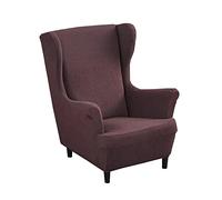 Highdi Kids Jacquard Wingback Chair Covers Stretch Wing Chair Slipcover, Washable Spandex Fabric Sofa Cover Furniture Protector for Armchair Chairs Living Room Bedroom Hotel (brown)