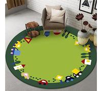 Highdi Kids Round Area Rugs Living Room, Soft Fluffy Carpet Mat for Bedroom Circle Area Rug Non Slip Alphabet Floor Rug Bedside Rug for Kitchen Home Decor Floor Mat (100cm,Green Grass)