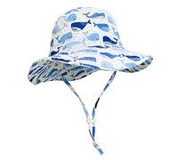 Highdi Kids Sun Hat UPF50+ Bucket Hat, Boys Girls Toddler Lovely Printed Wide Brim Hat with Adjustable/Removable Chin Strap, Sun Protection Summer Beach Sun Cap (White Whale,46cm)