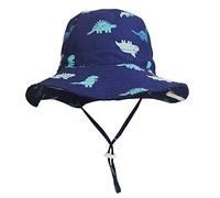 Highdi Kids Sun Hat UPF50+ Bucket Hat, Boys Girls Toddler Lovely Printed Wide Brim Hat with Adjustable/Removable Chin Strap, Sun Protection Summer Beach Sun Cap (Blue Dinosaur,50cm)