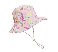 Highdi Kids Sun Hat UPF50+ Bucket Hat, Boys Girls Toddler Lovely Printed Wide Brim Hat with Adjustable/Removable Chin Strap, Sun Protection Summer Beach Sun Cap (Pink Seahorse,54cm)