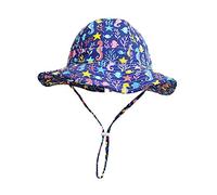 Highdi Kids Sun Hat UPF50+ Bucket Hat, Boys Girls Toddler Lovely Printed Wide Brim Hat with Adjustable/Removable Chin Strap, Sun Protection Summer Beach Sun Cap (Blue Seahorse,54cm)