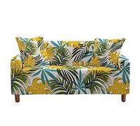 Highdi Leaf Pattern Sofa Cover 1/2/3/4 Seater, Sofa Slipcover Stretch Washable Furniture Protector Non Slip Sofa Covers for Loveseat Couch Sofa (yellow leaves,1 Seater)