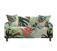 Highdi Leaf Pattern Sofa Cover 1/2/3/4 Seater, Sofa Slipcover Stretch Washable Furniture Protector Non Slip Sofa Covers for Loveseat Couch Sofa (red leaves,2 Seater)