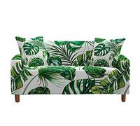 Highdi Leaf Pattern Sofa Cover 1/2/3/4 Seater, Sofa Slipcover Stretch Washable Furniture Protector Non Slip Sofa Covers for Loveseat Couch Sofa (green leaves,2 Seater)