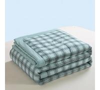 Highdi Lightweight Bed Throws, Quilted Bedspreads with 3D Patterns Comforter Patchwork Quilt Washable Summer Duvet, Single Double Duvet Blanket for All Seasons (Green Plaid,180x200cm)