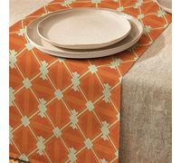 Highdi Linen Table Runners, Kitchen Dining Table Runner Easy Care Tablerunner Decorative Cloth for Party, Banquet, Restaurant & Outdoors (33 * 200cm,Orange Luxury)