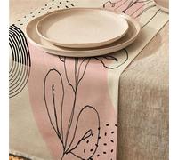 Highdi Linen Table Runners, Kitchen Dining Table Runner Easy Care Tablerunner Decorative Cloth for Party, Banquet, Restaurant & Outdoors (33 * 200cm,Nordic Art 5)