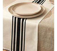 Highdi Linen Table Runners, Kitchen Dining Table Runner Easy Care Tablerunner Decorative Cloth for Restaurant & Outdoors (33 * 160cm,Simple Stripes)